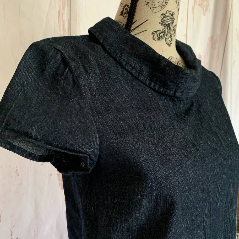 Zara Basic Chambray Short Sleeve Shift Dress Xs - image 4